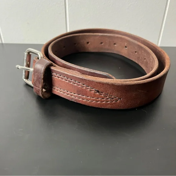 Unbranded Heavyweight Brown Leather Men's Belt Extra Long 50" - Picture 2 of 10